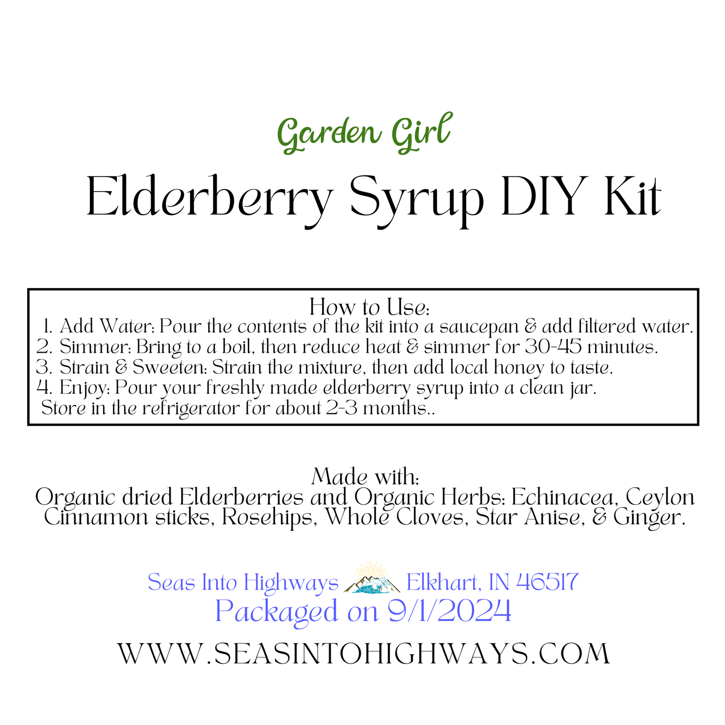 Homemade Elderberry Syrup Kit – Just Add Water & Honey | Immune Boosting, Natural Remedy